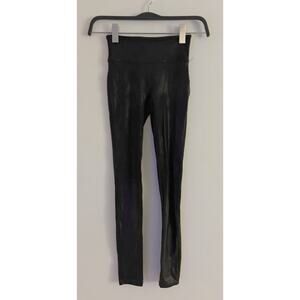 Spanx Faux Black Shine Leather Leggings XS